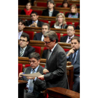 Mas, momentos antes de intervenir en el Parlament.