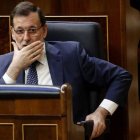 El presidente del Gobierno, Mariano Rajoy, en su escaño del Congreso, este miércoles.
