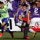 Sobrino tuvo una gran ocasión para darle la victoria a la Deportiva en el minuto 90, pero su remate lo despejó Javi Varas para dejar el empate a cero en el marcador del Nuevo José Zorrilla