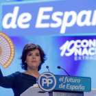 Soraya Saénz de Santamaría durante un discurso en las Primarias del PP. JUAN CARLOS HIDALGO