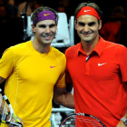 Nadal y Federer formarán pareja hoy en la Laver Cup. WALTER BIERI