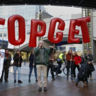 Protesta en Bruselas contra el tratado comercial euro-canadiense CETA.