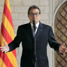 El presidente de la Generalitat, Artur Mas, durante la rueda de prensa para explicar el caso del expresidente Pujol.