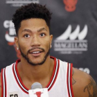 Derrick Rose, durante la conferencia de prensa que celebraron los Bulls este martes en Chicago.