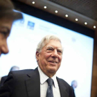 Mario Vargas Llosa, ayer, en Roma, antes de que se diera a conocer la noticia.