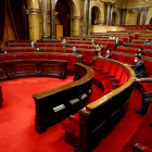 El Parlamento catalán ayer, en la última sesión de la legislatura antes de las elecciones. QUIQUE GARCÍA