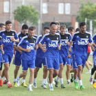 El entrenamiento de la tarde comenzó con una tormenta sobre Ponferrada.