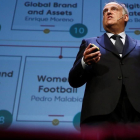 Tebas, el presidente de la Liga de Fútbol Profesional, en el World Football Summit, que se celebró en Madrid. /