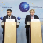 Los ministros de Exteriores de Francia, Jean Yves Le Drian,  Reino Unido, Boris Johnson, Alemania, Sigmar Gabriel,  y la jefa de ladiplomacia europea, Federica Mogherini.