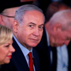 Netanyahu y su mujer Sara en un acto el pasado mes de febrero.