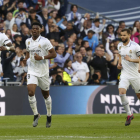 Vinicius celebra el gol del empate del Real Madrid en su partido frente al Espanyol. J. CARLOS HIDALGO