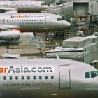 Aviones de la nueva compañía Jetstar Asia de bajo coste.