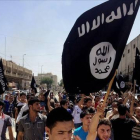 Partidarios del Estado Islámico en una manifestación en Mosul en junio del 2014.