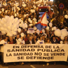 Cabeza de la manifestación que el jueves reunió en Ponferrada a más de 7.000 personas. ANA F. BARREDO