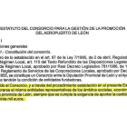 Reproducción de uno de los artículos del nuevo estatuto del consorcio del aeropuerto.