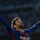 El delantero argentino del Barcelona, Leo Messi, celebrando un gol. RODRIGO JIMÉNEZ