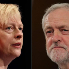 Combinación de imágenes de Angela Eagle (izq) y Jeremy Corbyn.