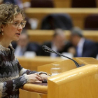 La 'consellera' de Ensenyament de la Generalitat, Meritxell Ruiz, durante su intervención en el Senado este lunes.