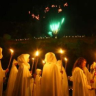 Un momento del desfile templario, con el castillo al fondo, en la edición del año pasado.