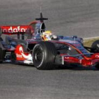 Hamilton durante la sesión de ayer en el circuito de Jerez