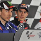 Lorenzo, Márquez y Dovizioso  en la rueda de prensa de este martes.