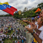 Vista de la manifestación opositora en Caracas, en la que participa Lilian Tintori, esposa del encarcelado Leopoldo López.