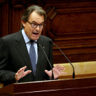 El presidente de la Generalitat en funciones, Artur Mas, durante su intervención en el debate de investidura.