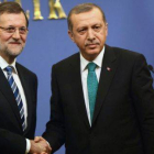 Rajoy y Erdogan durante una rueda de prensa en Ankara.