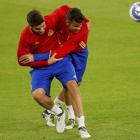 Morata, a la izquierda, y Diego Costa, dura lucha por el ‘9’ del combinado hispano. JUANJO MARTÍN