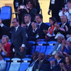 El presidente francés Francois Hollande a su llegada al estadio de Maracaná