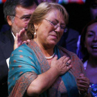 Michelle Bachelet, durante el discurso en el que ha agradecido el apoyo a sus seguidores.