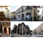 De izquierda a derecha, interior de la Casona de los Pérez, la Casa de las Carnicerías, el patio interior del Palacio de Gaviria, el del Palacio de Jabalquinto, fachada de la casa neomudéjar de la calle San Agustín y el teatro Trianón.