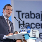 El presidente Rajoy interviene en el mitin de Barcelona.