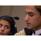 Nabila y Zubair Rehman en una rueda de prensa en el Capitolio.