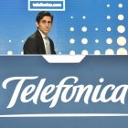 José María Álvarez-Pallete, durante la junta general de accionistas de la empresa. FERNANDO VILLAR