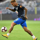 Neymar, en un entrenamiento con Brasil en Riad.
