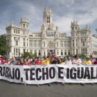 Manifestación que las Marchas de la Dignidad, que aglutinan a cuatro columnas procedentes de distintas partes de España, lleven a cabo este sábado en Madrid.