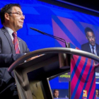 Josep Maria Bartomeu, durante su discurso ante el congreso de peñas azulgranas.