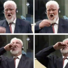 El exgeneral Slobodan Praljak se toma el veneno durante el juicio.