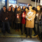 Los manifestantes a primera hora de la noche en el área industrial de Trobajo del Camino.