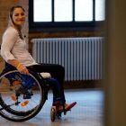 Kristina Vogel posa antes de la rueda de prensa en la que explicó que se quedará parapléjica.
