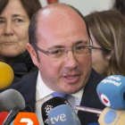 El presidente de Murcia, Pedro Antonio Sánchez, atiende a los medios el pasado 16 de febrero.