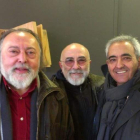 Juan Carlos Uriarte, Manuel Sierra y Ramón Villa, en la exposición de Espacio-E. DL