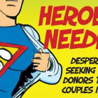 Anuncio de Fertility Associates pidiendo a los hombres neozelandeses que sean "héroes" y hagan donaciones de esperma.