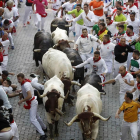 Los toros de 'Jandilla' legan al callejón de la Plaza de Toros de Pamplona.