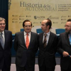 Fernández Santiago; Lucas; el rector de la Miguel de Cervantes; y el delegado de la Junta en Soria.