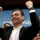 Gómez agradece los aplausos de los militantes de UGT que acudieron ayer a la sede madrileña de esta