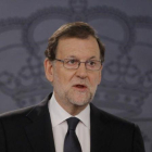 Mariano Rajoy, durante la rueda de prensa el martes 25 de octubre tras su audiencia con el Rey.