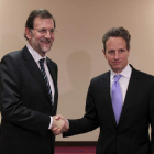 Mariano Rajoy y el secretario estadounidense del Tesoro, Timothy Geithner.