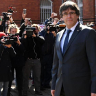 Carles Puigdemont, a su salida del centro de detención de Neumuenster, el pasado 6 de abril.